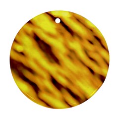 Yellow  Waves Abstract Series No8 Round Ornament (two Sides) by DimitriosArt