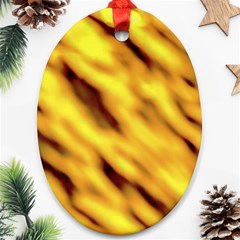 Yellow  Waves Abstract Series No8 Oval Ornament (two Sides) by DimitriosArt