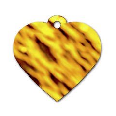 Yellow  Waves Abstract Series No8 Dog Tag Heart (one Side) by DimitriosArt