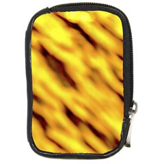 Yellow  Waves Abstract Series No8 Compact Camera Leather Case by DimitriosArt