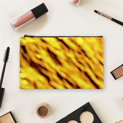 Yellow  Waves Abstract Series No8 Cosmetic Bag (medium) by DimitriosArt