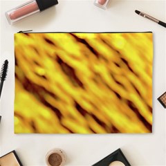 Yellow  Waves Abstract Series No8 Cosmetic Bag (xl) by DimitriosArt