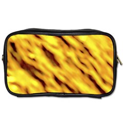 Yellow  Waves Abstract Series No8 Toiletries Bag (one Side) by DimitriosArt