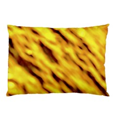 Yellow  Waves Abstract Series No8 Pillow Case (two Sides) by DimitriosArt