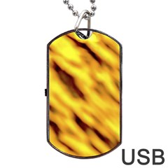 Yellow  Waves Abstract Series No8 Dog Tag Usb Flash (one Side) by DimitriosArt