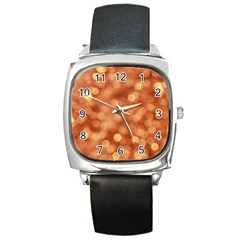 Light Reflections Abstract No7 Peach Square Metal Watch by DimitriosArt