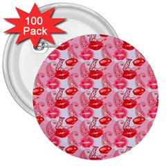 Rose Lips 3  Buttons (100 Pack)  by Sparkle