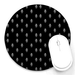 Black And White Sketchy Man Portrait Pattern Round Mousepads by dflcprintsclothing