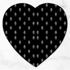 Black And White Sketchy Man Portrait Pattern Jigsaw Puzzle (heart) by dflcprintsclothing