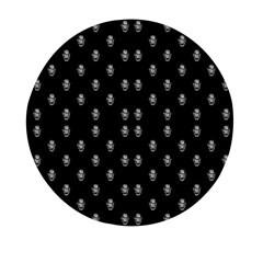 Black And White Sketchy Man Portrait Pattern Mini Round Pill Box by dflcprintsclothing