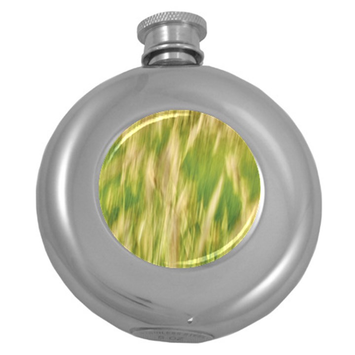 Golden Grass Abstract Round Hip Flask (5 oz)