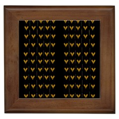 Golden Hearts On Black Freedom Framed Tile