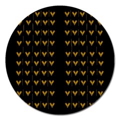 Golden Hearts On Black Freedom Magnet 5  (round) by pepitasart