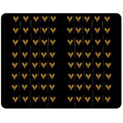 Golden Hearts On Black Freedom Fleece Blanket (Medium) 