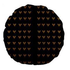 Golden Hearts On Black Freedom Large 18  Premium Round Cushions