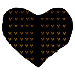 Golden Hearts On Black Freedom Large 19  Premium Heart Shape Cushions by pepitasart