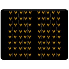 Golden Hearts On Black Freedom Double Sided Fleece Blanket (Large) 