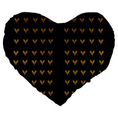 Golden Hearts On Black Freedom Large 19  Premium Flano Heart Shape Cushions