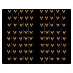 Golden Hearts On Black Freedom Double Sided Flano Blanket (Medium) 