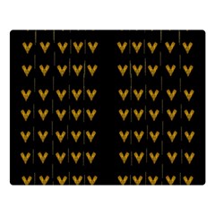 Golden Hearts On Black Freedom Double Sided Flano Blanket (Large) 