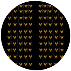 Golden Hearts On Black Freedom Wooden Puzzle Round