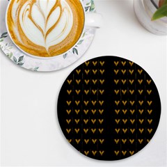 Golden Hearts On Black Freedom UV Print Round Tile Coaster