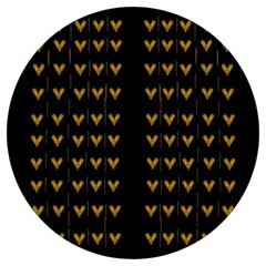 Golden Hearts On Black Freedom Round Trivet