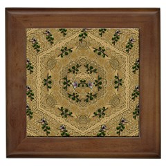 Wood Art With Beautiful Flowers And Leaves Mandala Framed Tile