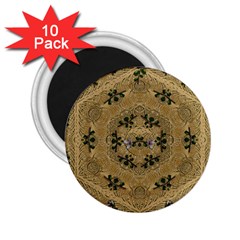 Wood Art With Beautiful Flowers And Leaves Mandala 2.25  Magnets (10 pack) 