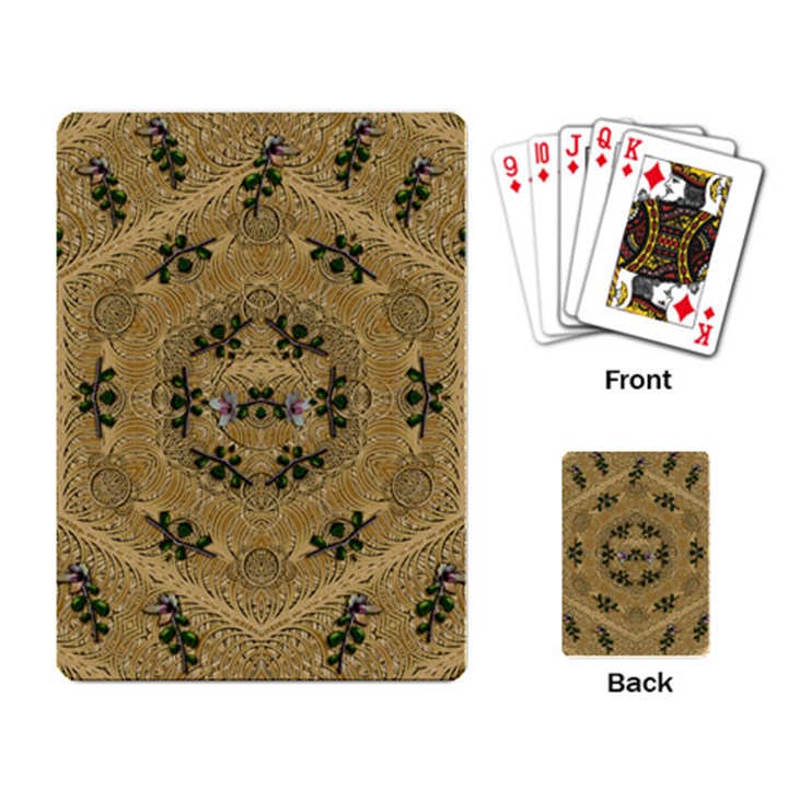 Wood Art With Beautiful Flowers And Leaves Mandala Playing Cards Single Design (Rectangle)