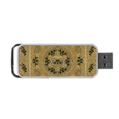 Wood Art With Beautiful Flowers And Leaves Mandala Portable USB Flash (Two Sides)