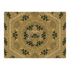 Wood Art With Beautiful Flowers And Leaves Mandala Double Sided Flano Blanket (Mini) 