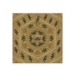 Wood Art With Beautiful Flowers And Leaves Mandala Satin Bandana Scarf