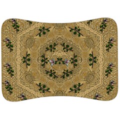 Wood Art With Beautiful Flowers And Leaves Mandala Velour Seat Head Rest Cushion