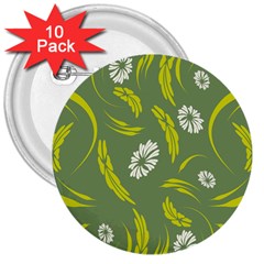 Folk Flowers Print Floral Pattern Ethnic Art 3  Buttons (10 Pack)  by Eskimos