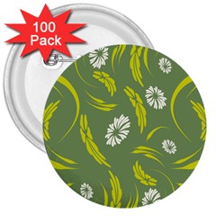 Folk Flowers Print Floral Pattern Ethnic Art 3  Buttons (100 Pack)  by Eskimos