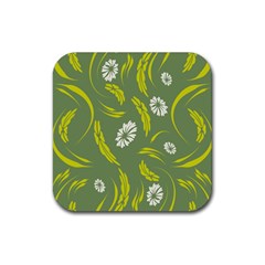 Folk Flowers Print Floral Pattern Ethnic Art Rubber Coaster (square) by Eskimos