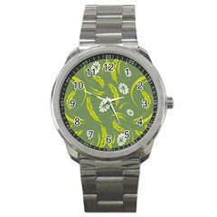 Folk Flowers Print Floral Pattern Ethnic Art Sport Metal Watch by Eskimos