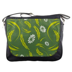 Folk Flowers Print Floral Pattern Ethnic Art Messenger Bag by Eskimos