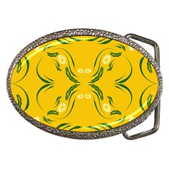 Floral Folk Damask Pattern Fantasy Flowers Floral Geometric Fantasy Belt Buckles by Eskimos