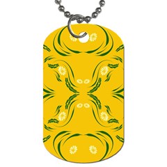 Floral Folk Damask Pattern Fantasy Flowers Floral Geometric Fantasy Dog Tag (one Side) by Eskimos