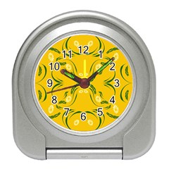 Floral Folk Damask Pattern Fantasy Flowers Floral Geometric Fantasy Travel Alarm Clock by Eskimos