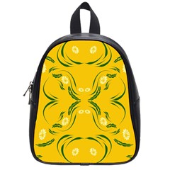 Floral Folk Damask Pattern Fantasy Flowers Floral Geometric Fantasy School Bag (small) by Eskimos