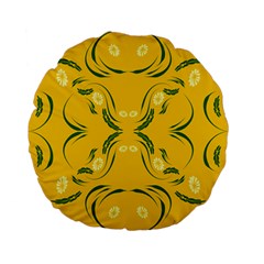 Floral Folk Damask Pattern Fantasy Flowers Floral Geometric Fantasy Standard 15  Premium Flano Round Cushions by Eskimos