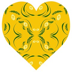 Floral Folk Damask Pattern Fantasy Flowers Floral Geometric Fantasy Wooden Puzzle Heart by Eskimos