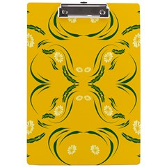 Floral Folk Damask Pattern Fantasy Flowers Floral Geometric Fantasy A4 Clipboard by Eskimos