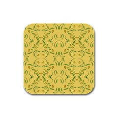 Floral Folk Damask Pattern Fantasy Flowers Floral Geometric Fantasy Rubber Square Coaster (4 Pack) by Eskimos