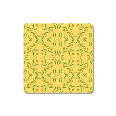 Floral Folk Damask Pattern Fantasy Flowers Floral Geometric Fantasy Square Magnet by Eskimos