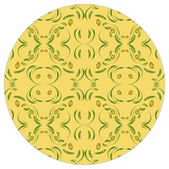 Floral Folk Damask Pattern Fantasy Flowers Floral Geometric Fantasy Round Trivet