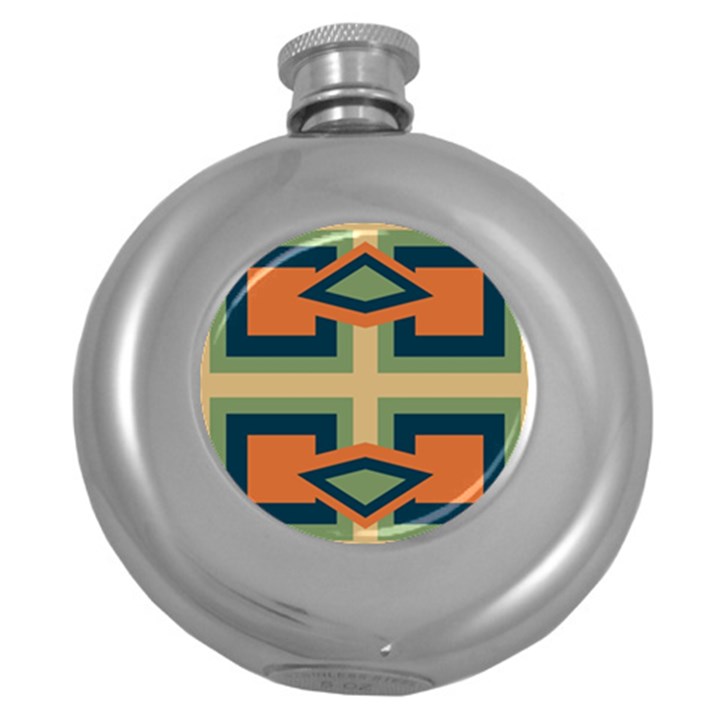 Abstract pattern geometric backgrounds   Round Hip Flask (5 oz)